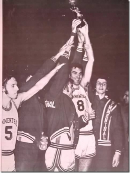 Iellini, Brumatti, Masini e Ferrari in occasione della vittoria della Coppa delle Coppe del 1972.